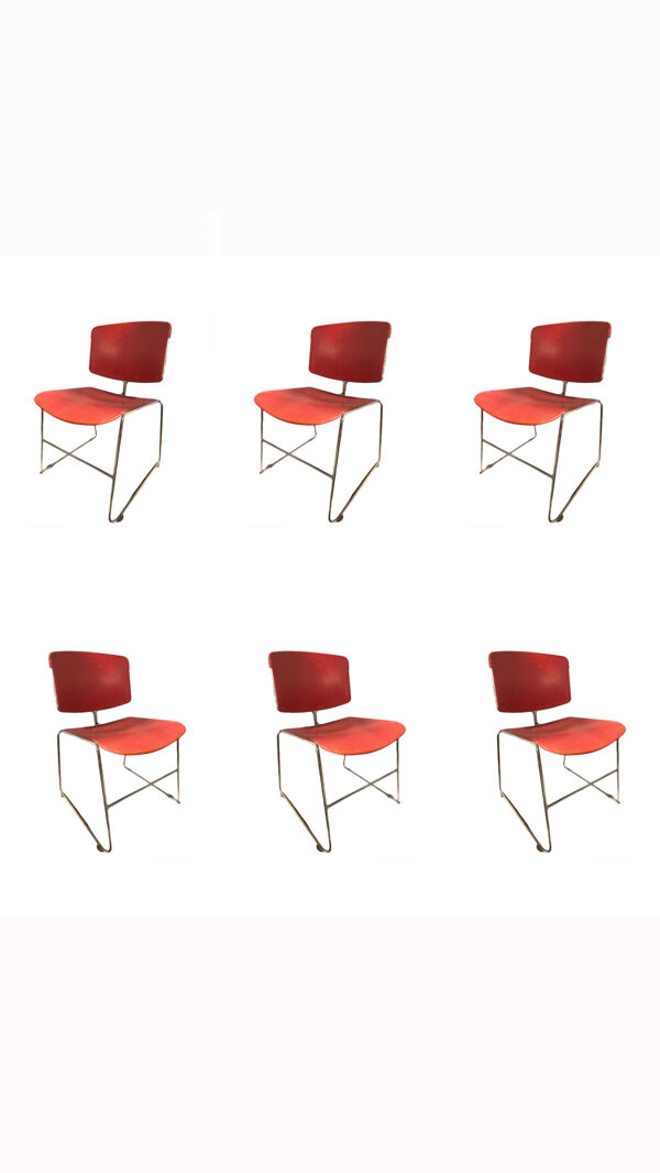 Série 6 chaises bureau design Steelcase X Max Stacker 1970’