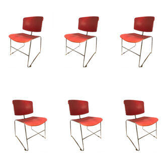 Série 6 chaises bureau design Steelcase X Max Stacker 1970’