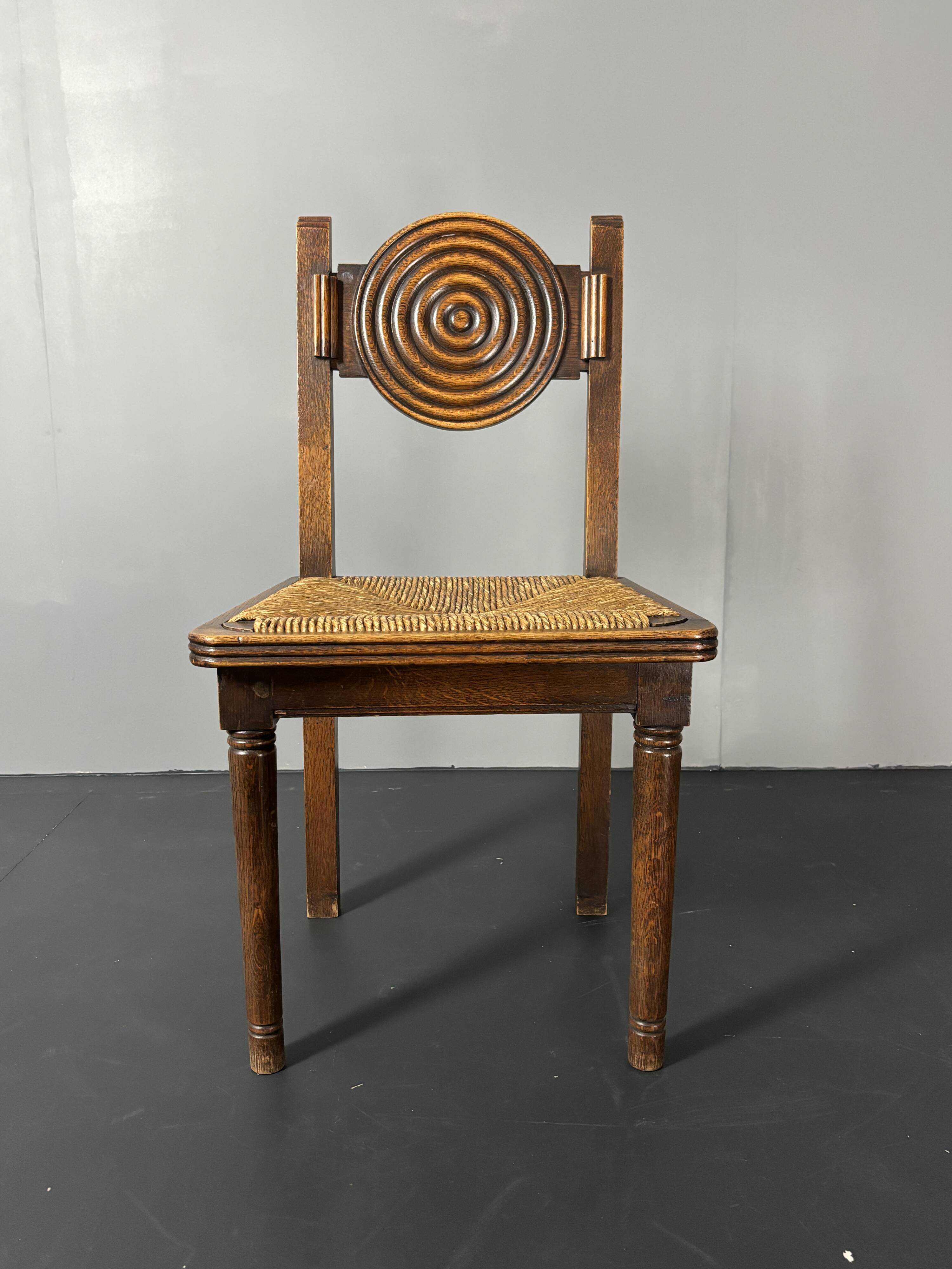 6 Farmhouse wood turned rush dining chairs