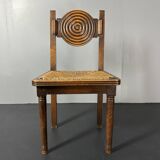 6 Farmhouse wood turned rush dining chairs