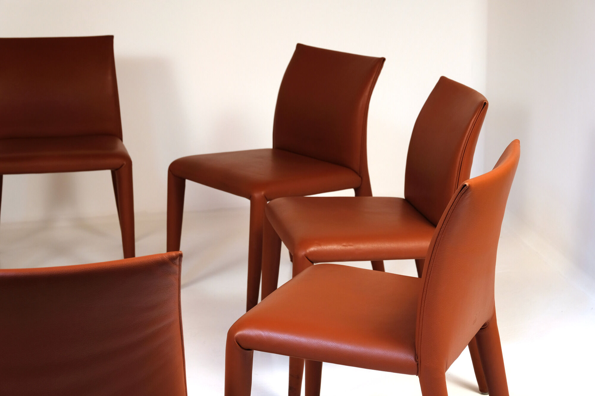 Lot of 8 leather chairs by Mario Bellini for B&B Italia