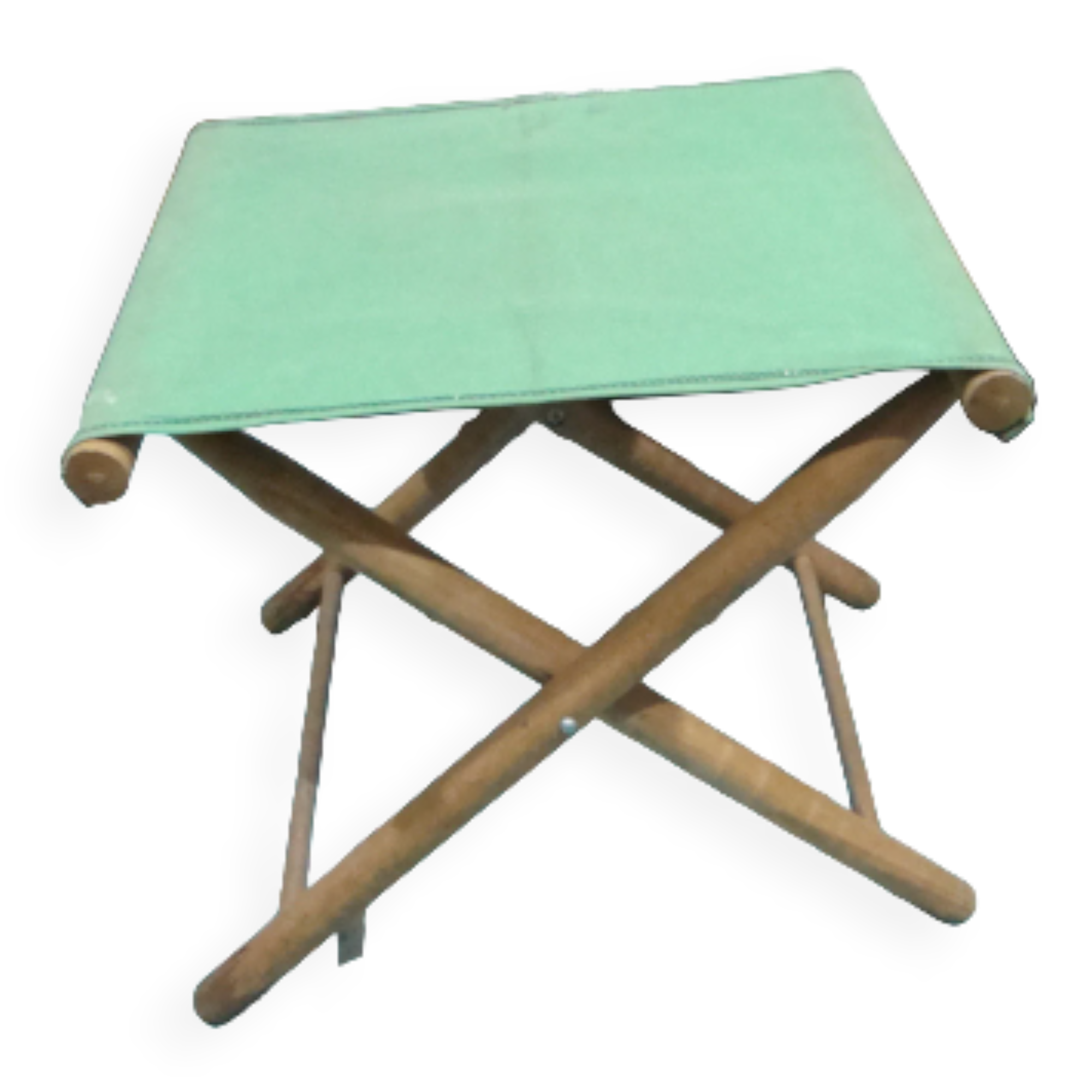 Folding wooden and canvas stool