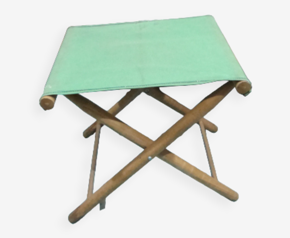Tabouret pliant en bois et toile