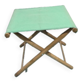 Folding wooden and canvas stool