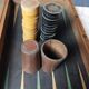 Backgammon game old wooden board game