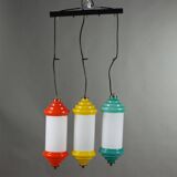 Original vintage glass and aluminum lamp from Italy, dating from the 1960s