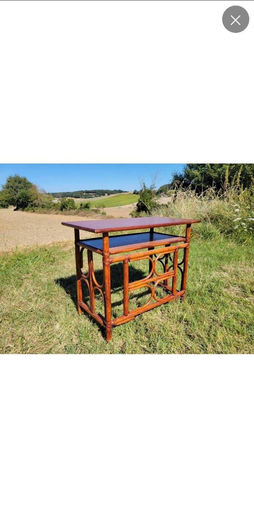 Bureau en bambou et rotin