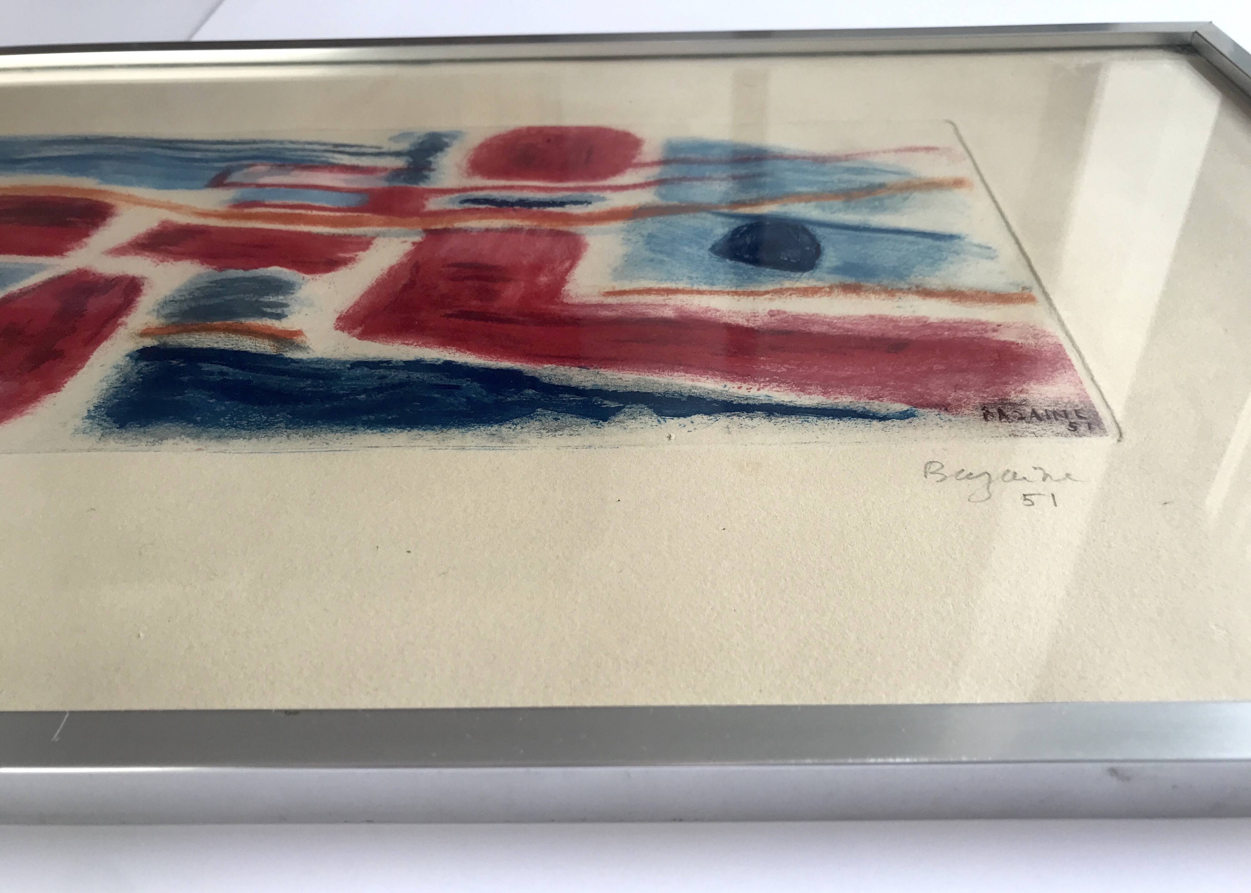 Jean bazaine, the swimmer, 1951. original aquatint signed in pencil