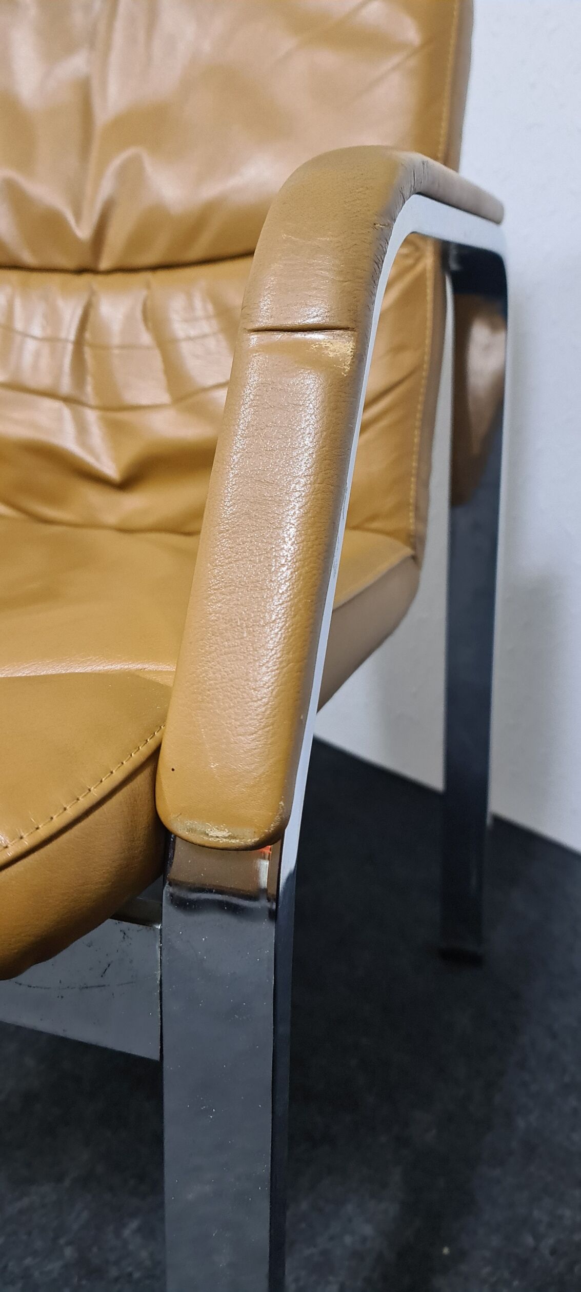 Vintage leather stacking chair by Klober Germany