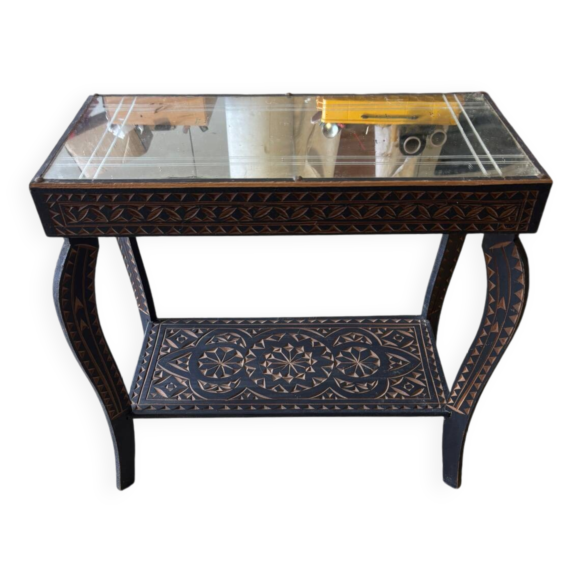 Moroccan carved wood table