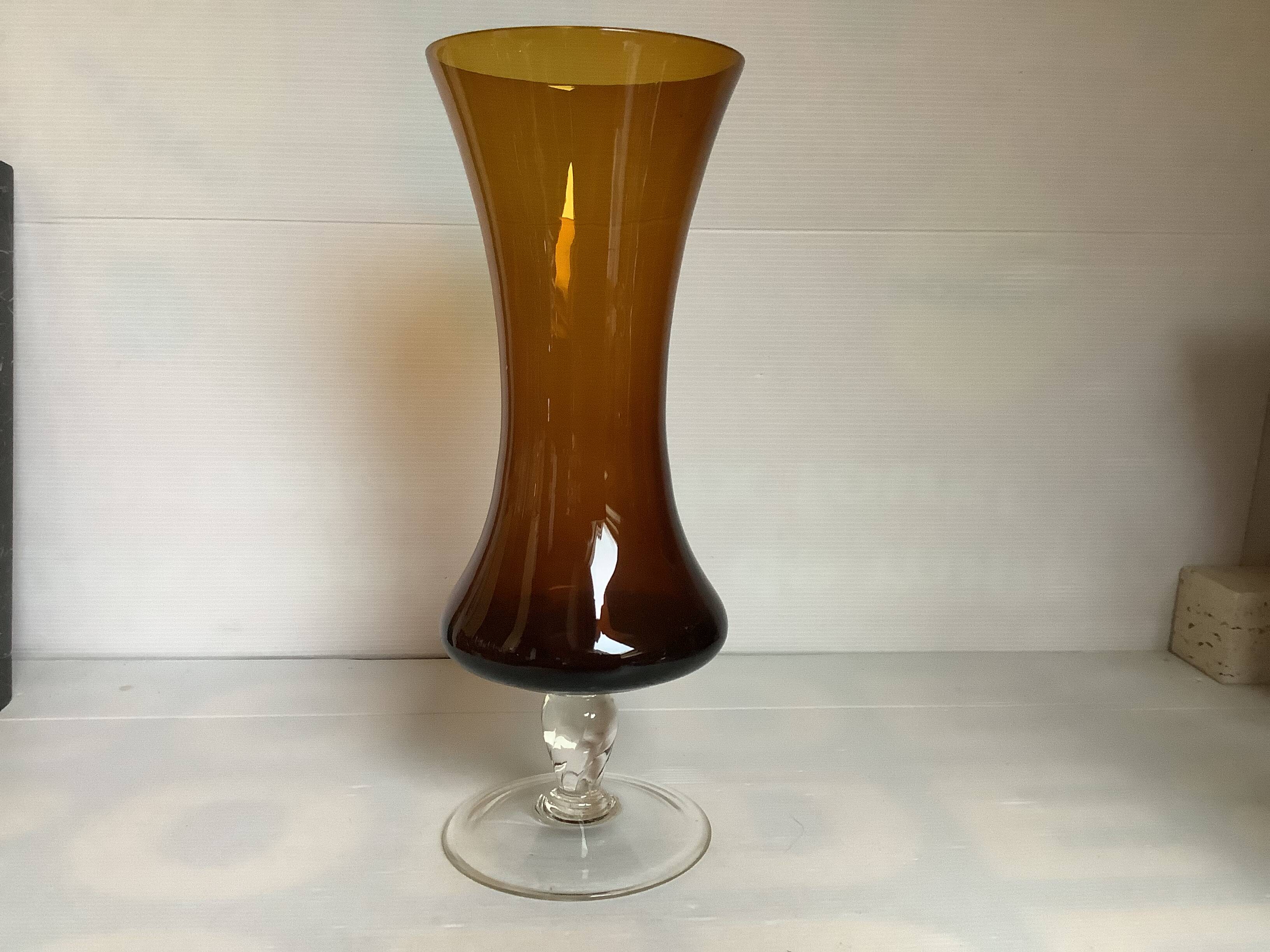 Smoked yellow glass vase