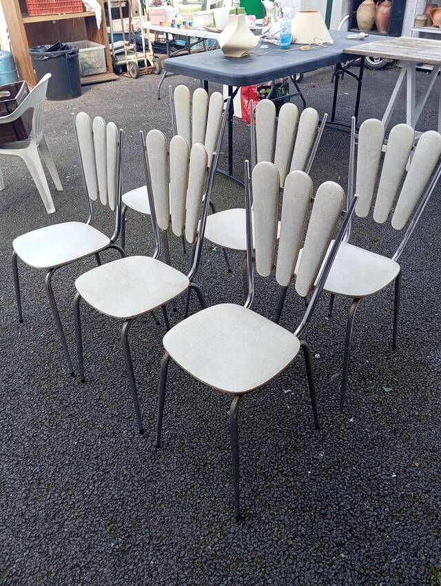 Set of six "Peacock Style" dining chairs.
