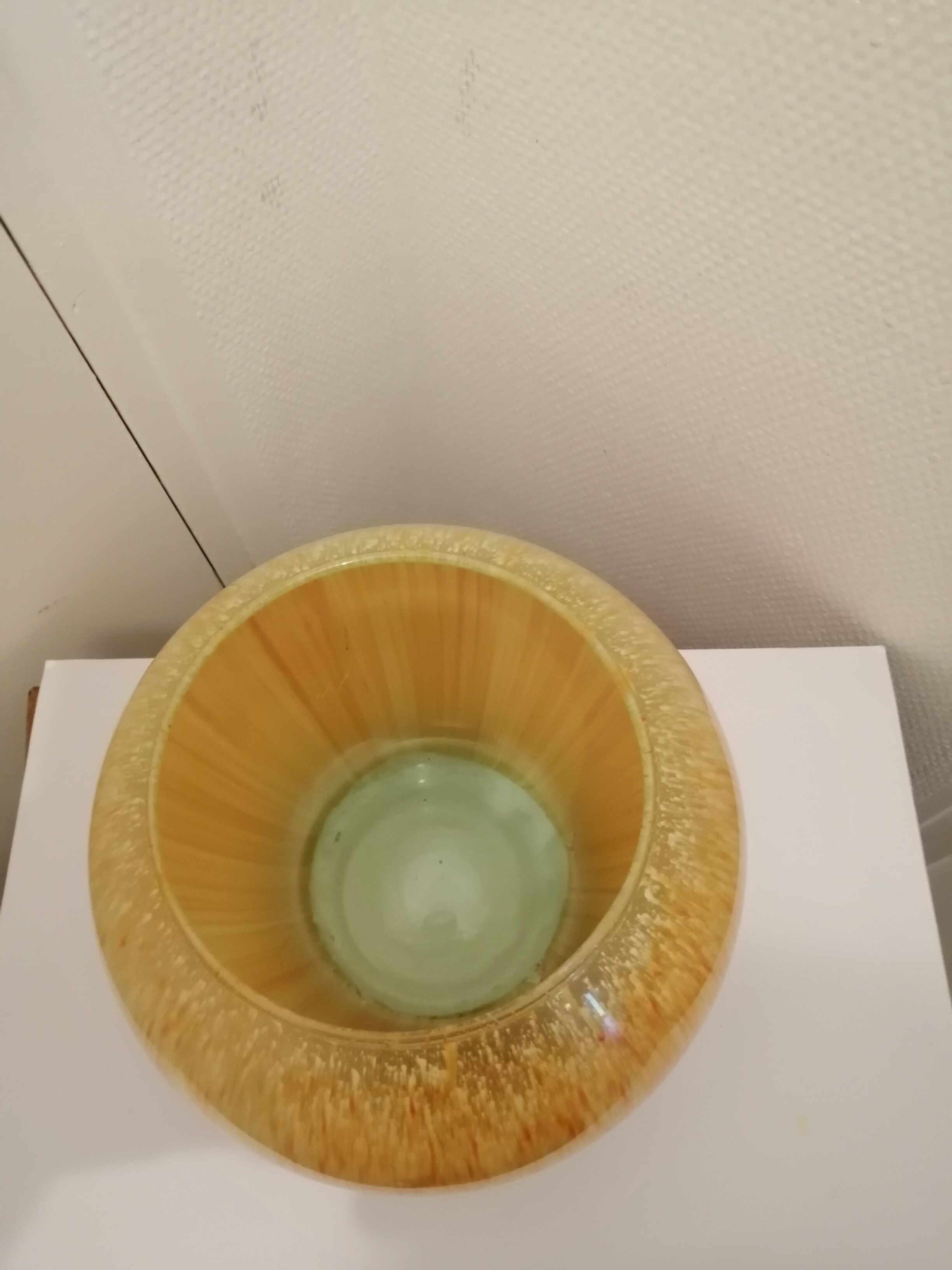 Vintage yellow and orange glass vase vintage