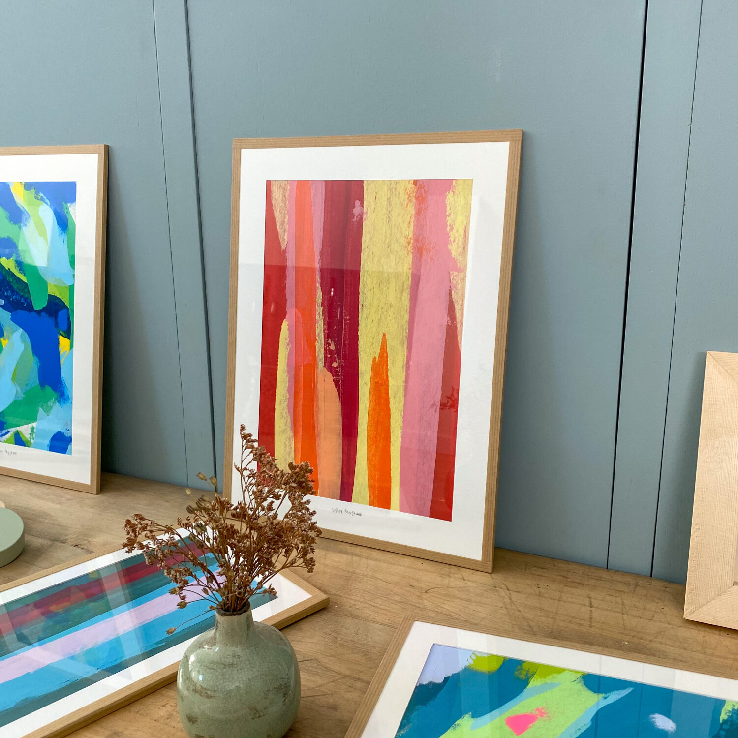 Peinture originale sous-verre « Couché de soleil »