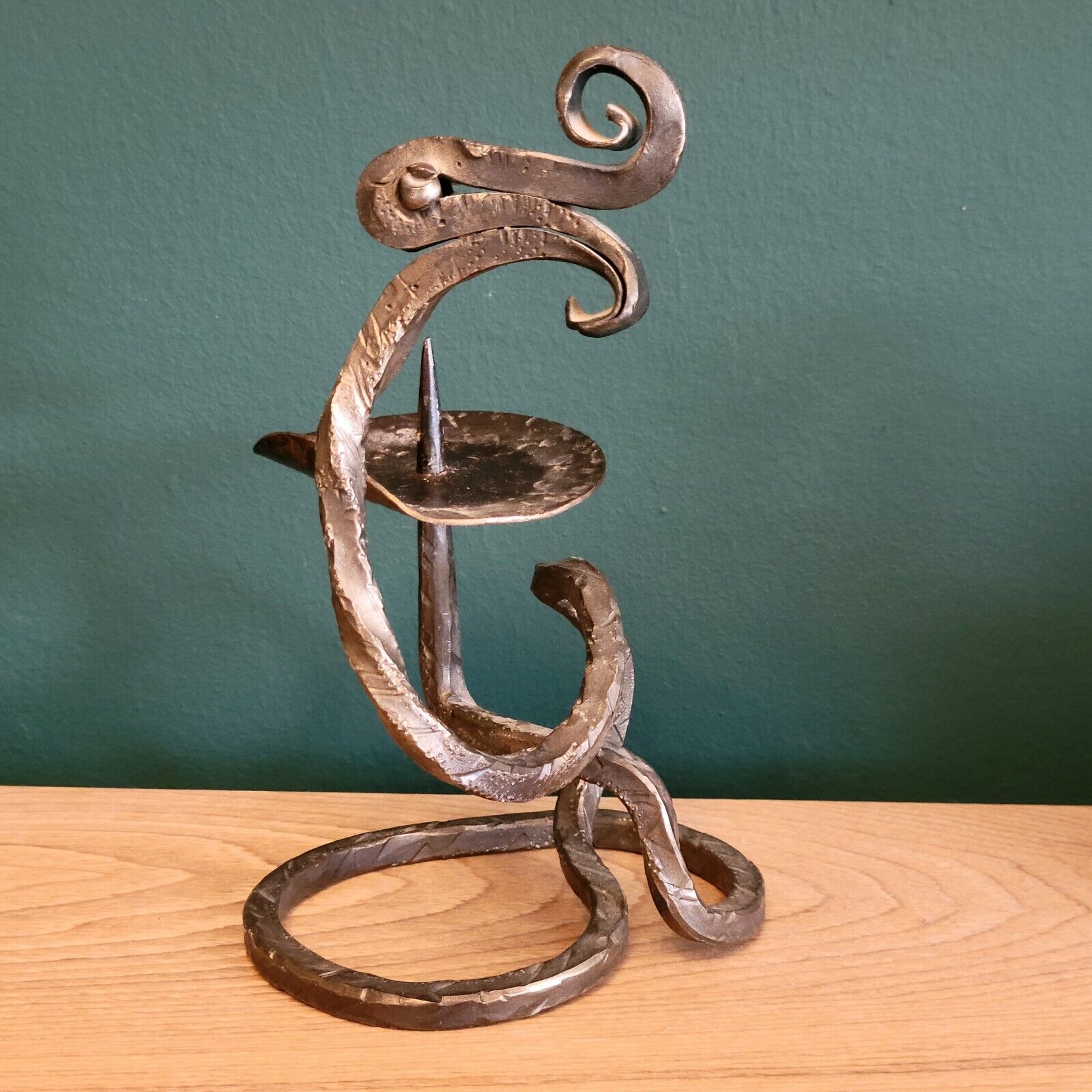 Brutalist wrought iron candle holder brutal art