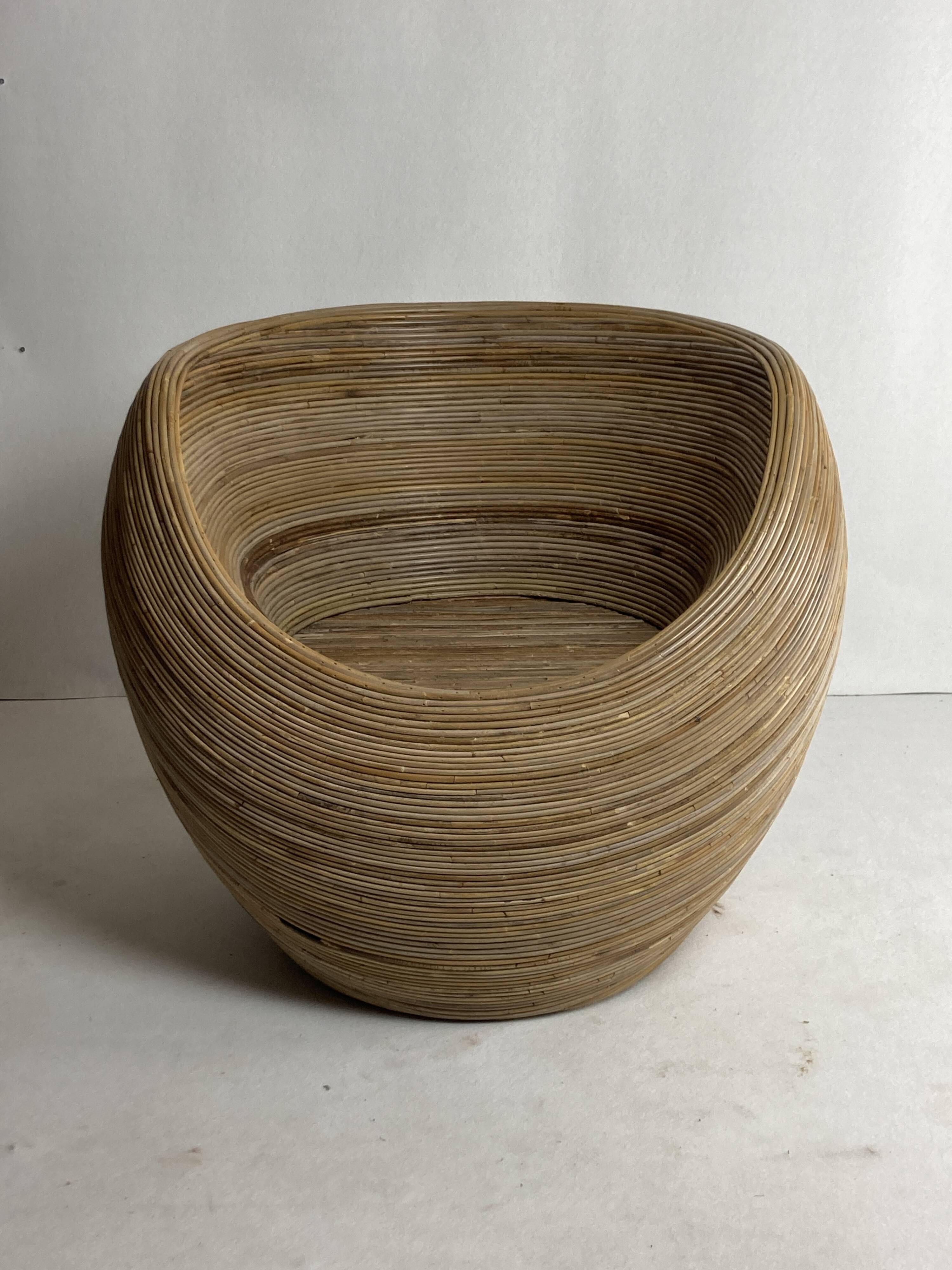 Pencil reed rattan bamboo egg pod chair