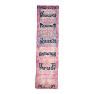 3x11 Rug For Hallway Blue & Pink Vintage Runner Rug, 88x339cm