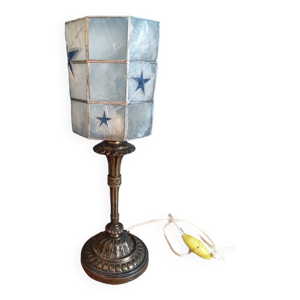 Lampe chevet nacre étoile bleue