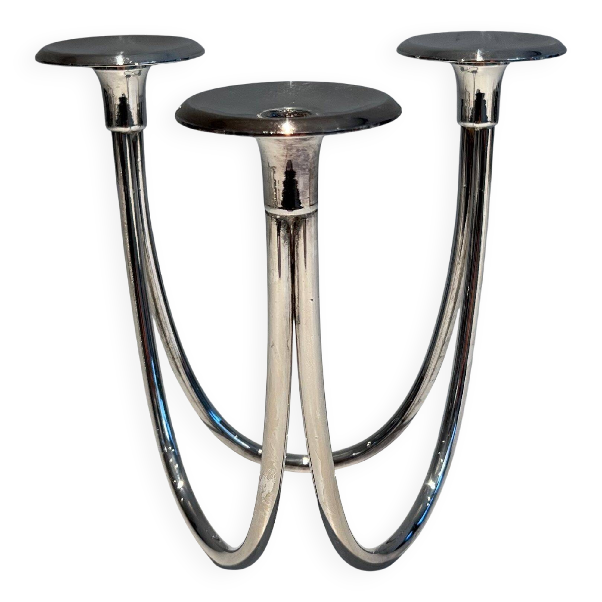 Silver-plated metal candle holder