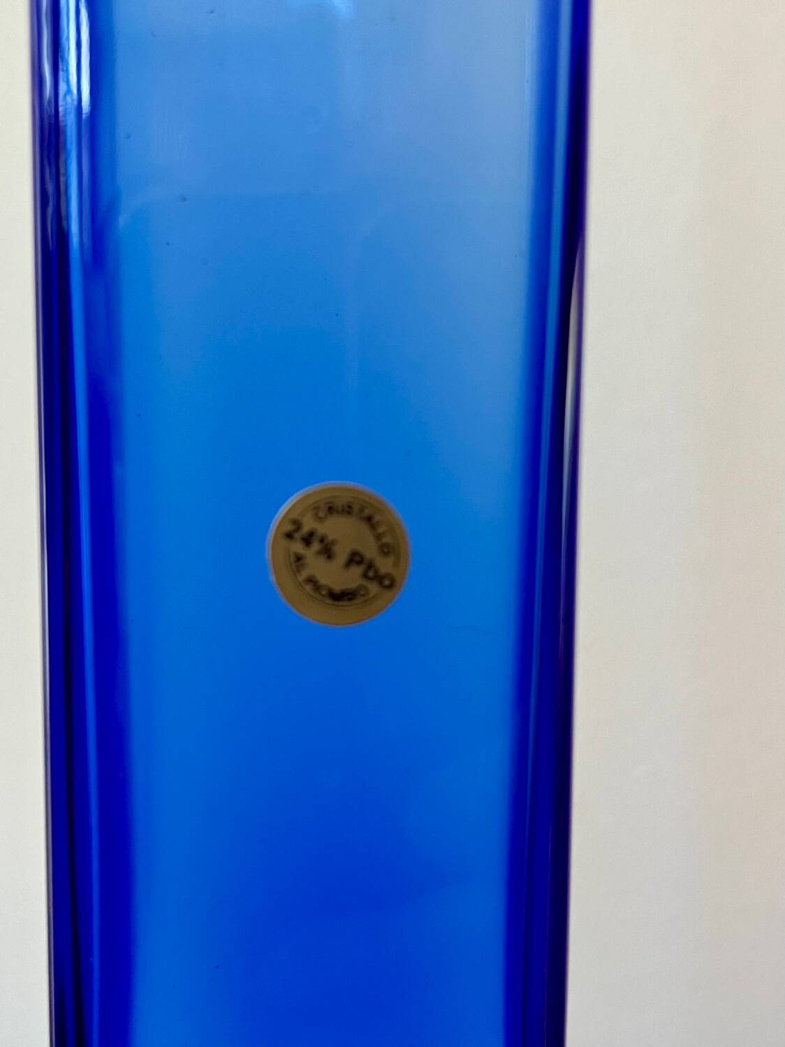 Vase soliflore vintage en cristal bleu, Italie