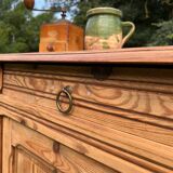 Art deco light raw wood sideboard