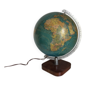 Globe terrestre vintage 1979 mappemonde bois Taride Paris France - 35 cm