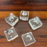 5 molded glass ice cube candle holders