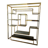 Brass and smoked glass shelf