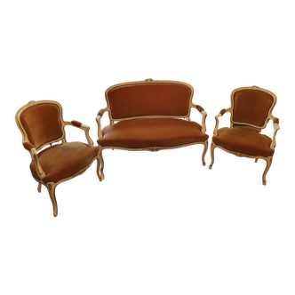 Sofa and its armchairs Louis XV