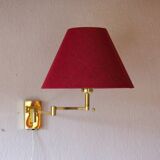 Large vintage brass swing arm wall lamp - Høvik Verk Norway - Hollywood Regency 1970s.