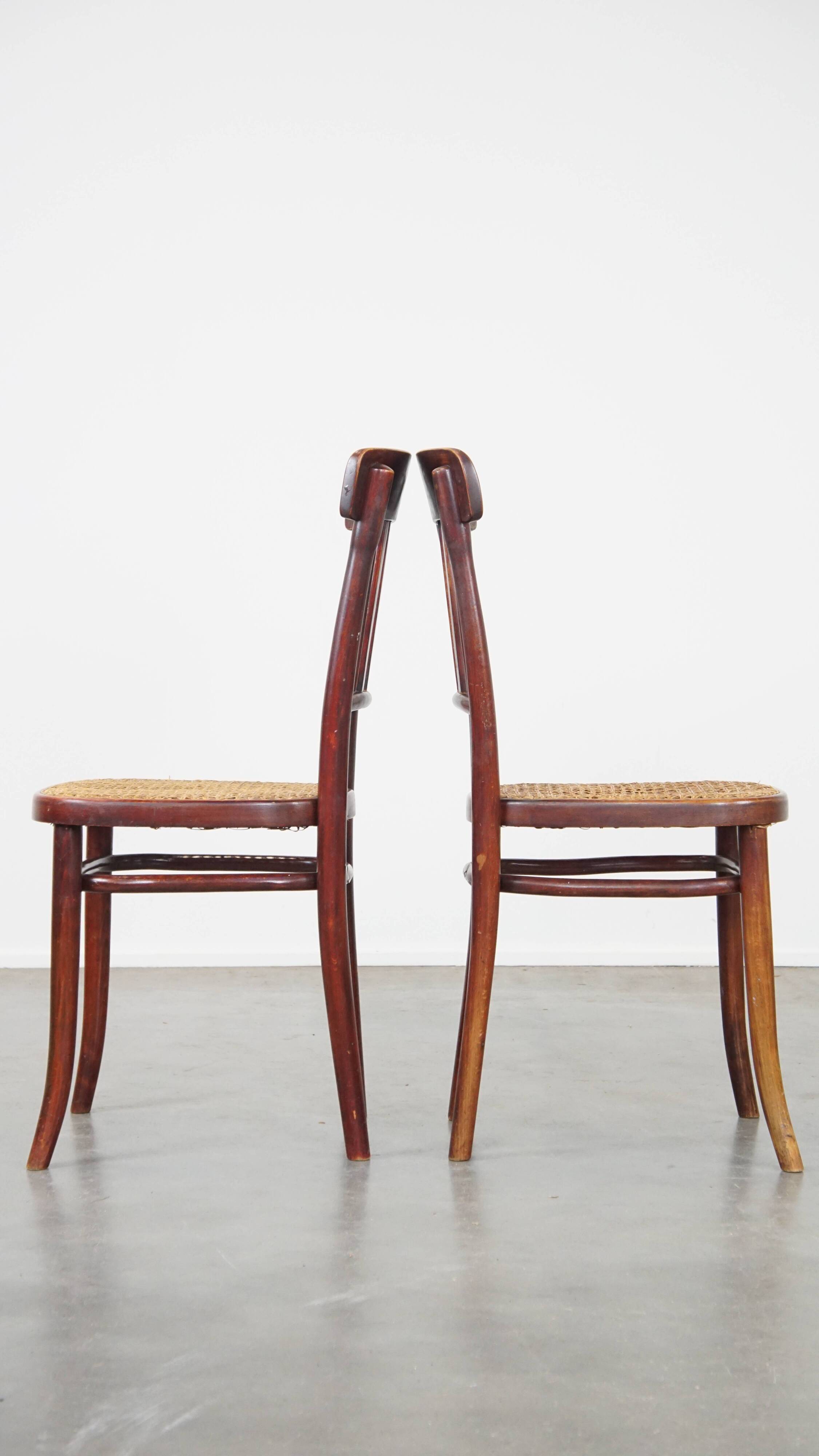 Set of 2 original vintage Thonet design bistro chairs with matte seats