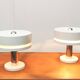 Minimalist table lamps from the German mid-century space age by Kaiser Idell / Kaiser Leuchten, 1960s, set of 2.