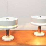 Minimalist table lamps from the German mid-century space age by Kaiser Idell / Kaiser Leuchten, 1960s, set of 2.