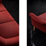 Vintage Mid-Century Scandinavian Modern 3-Seater Red Sofa