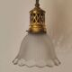 Suspension  de style art nouveau 1900 en laiton - tulipe en verre dépoli