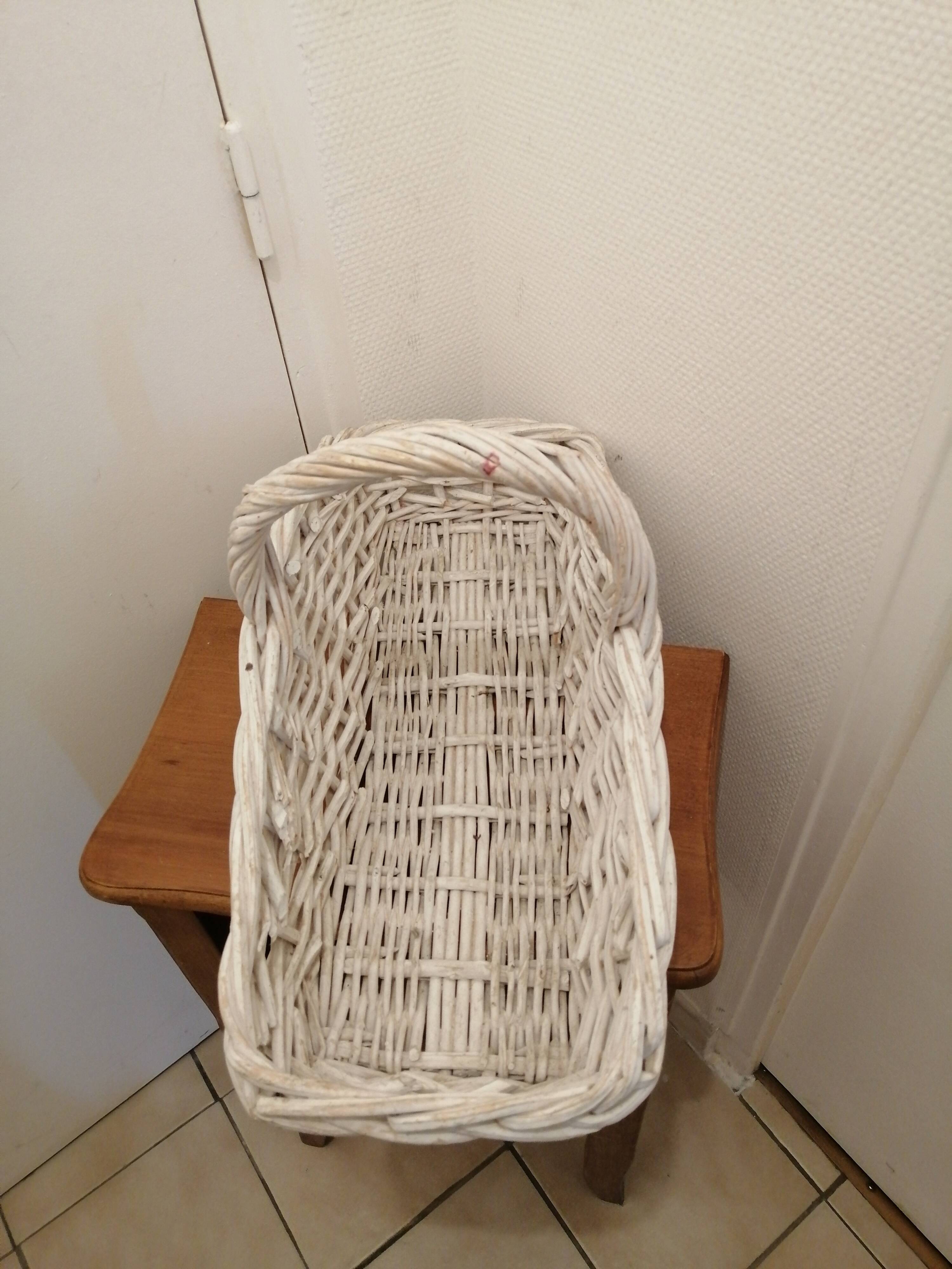 Vintage white wicker basket for flowers or others
