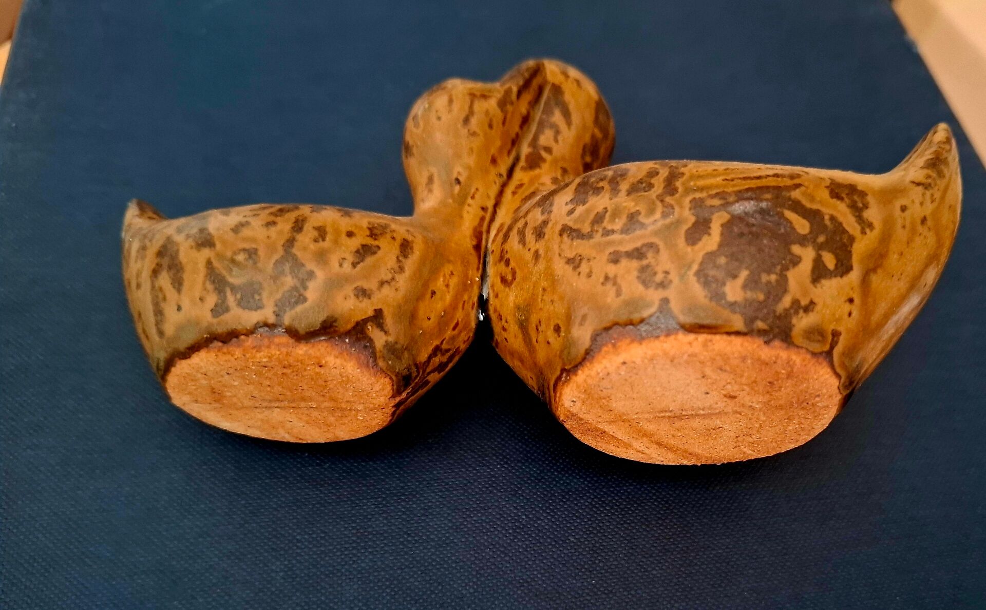 Brown ceramic saleron André Bodin duck and duckling (20th century)