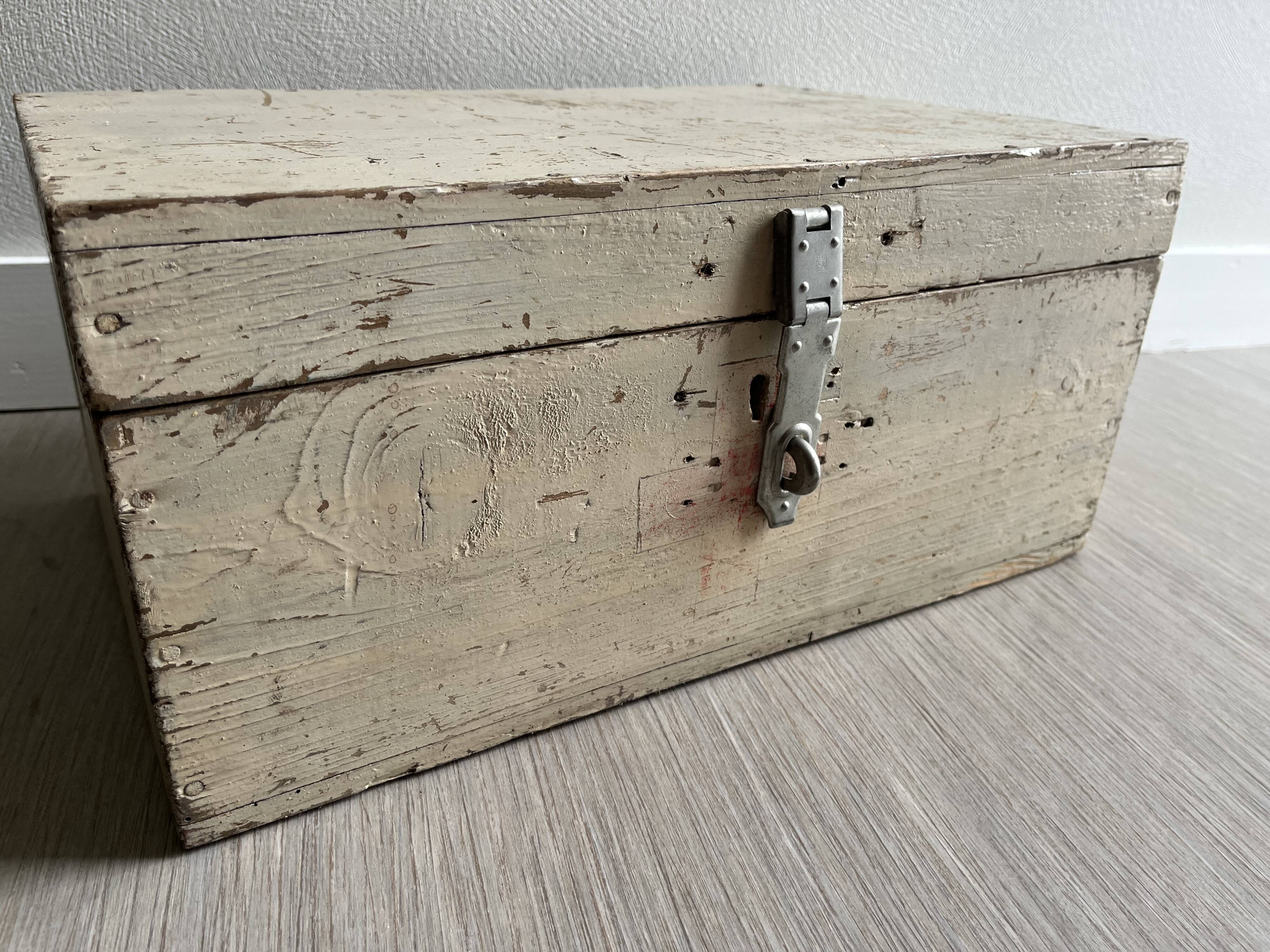 Old patinated wooden chest