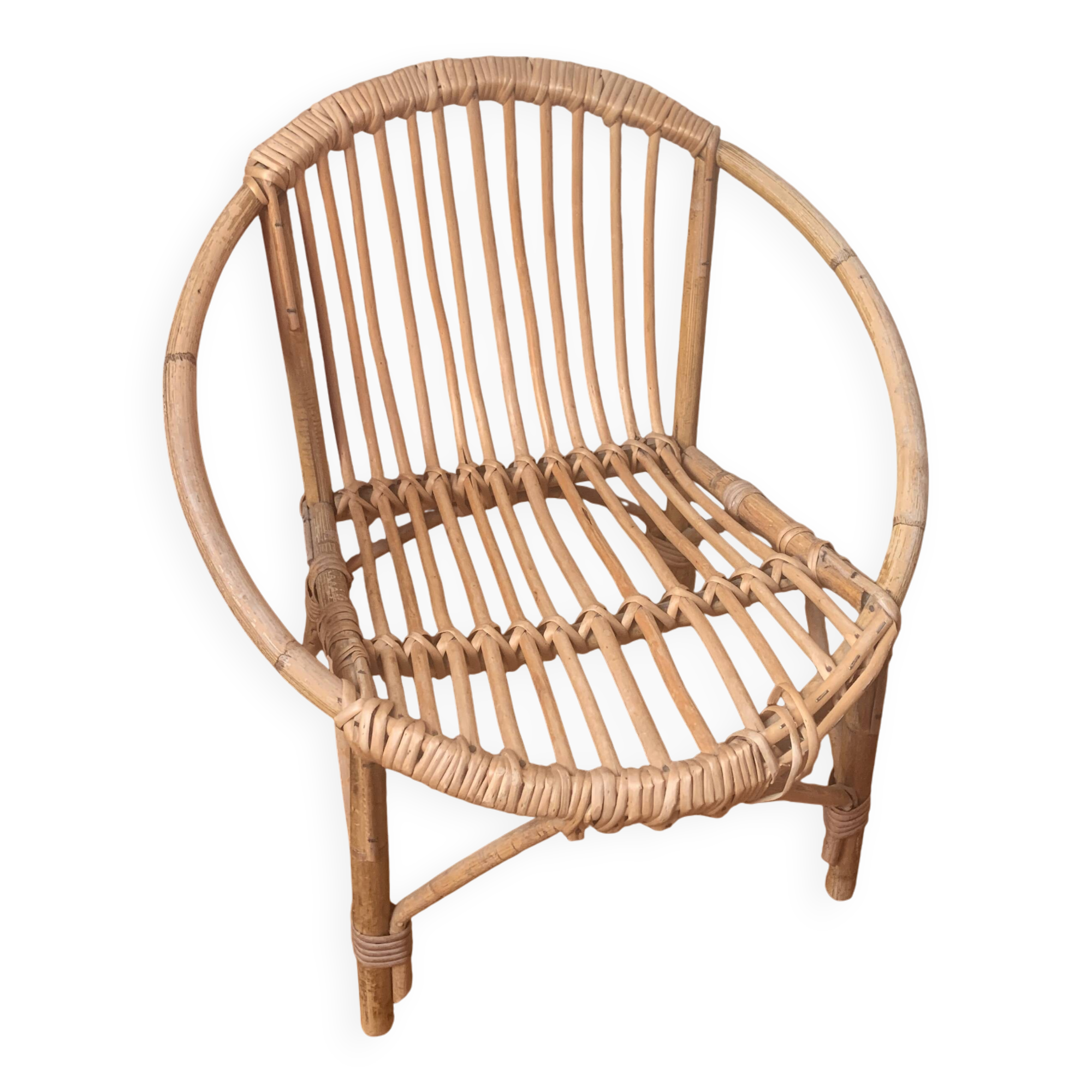 Vintage 1970s rattan children's chair