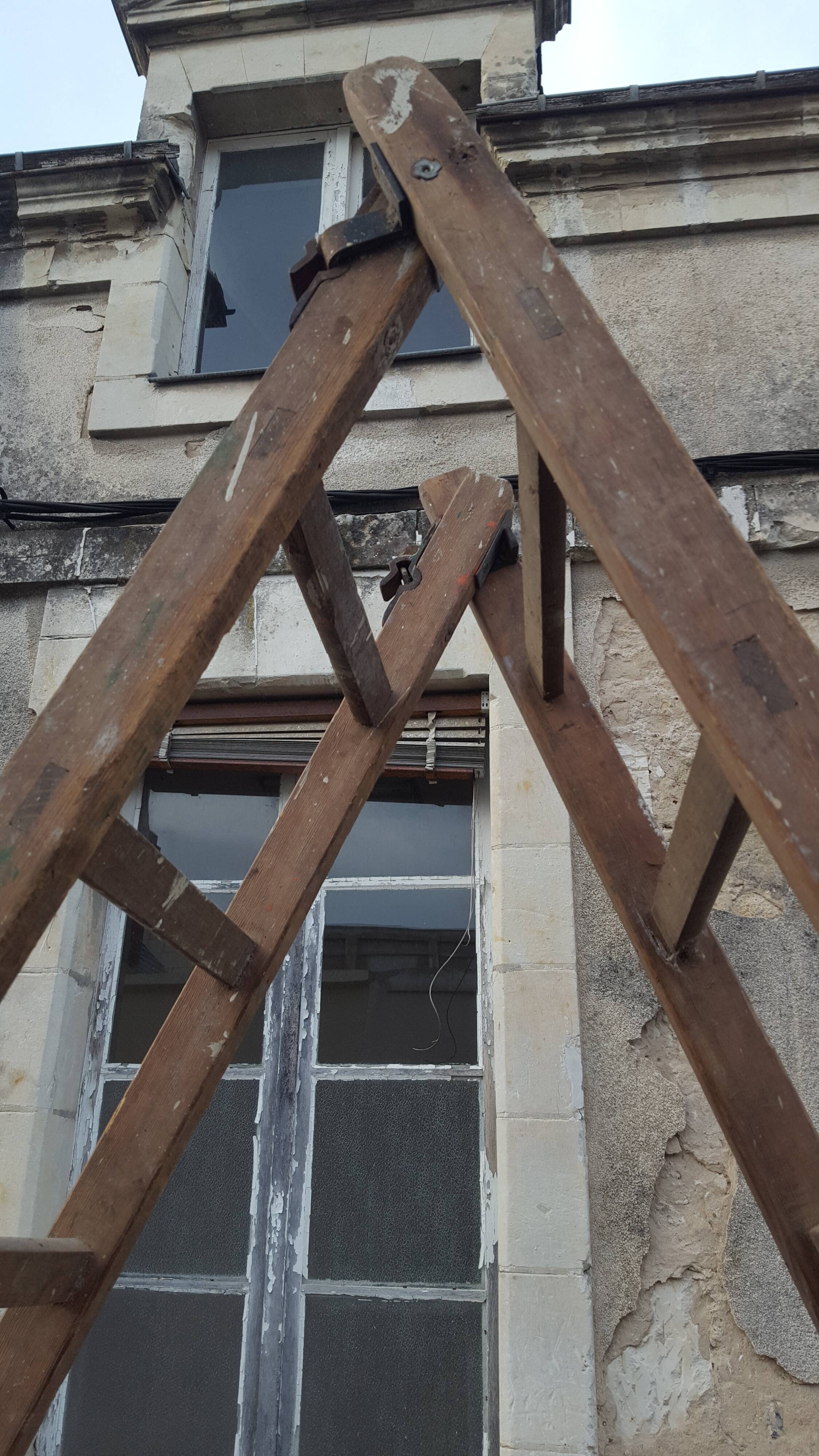 Large double wood ladder