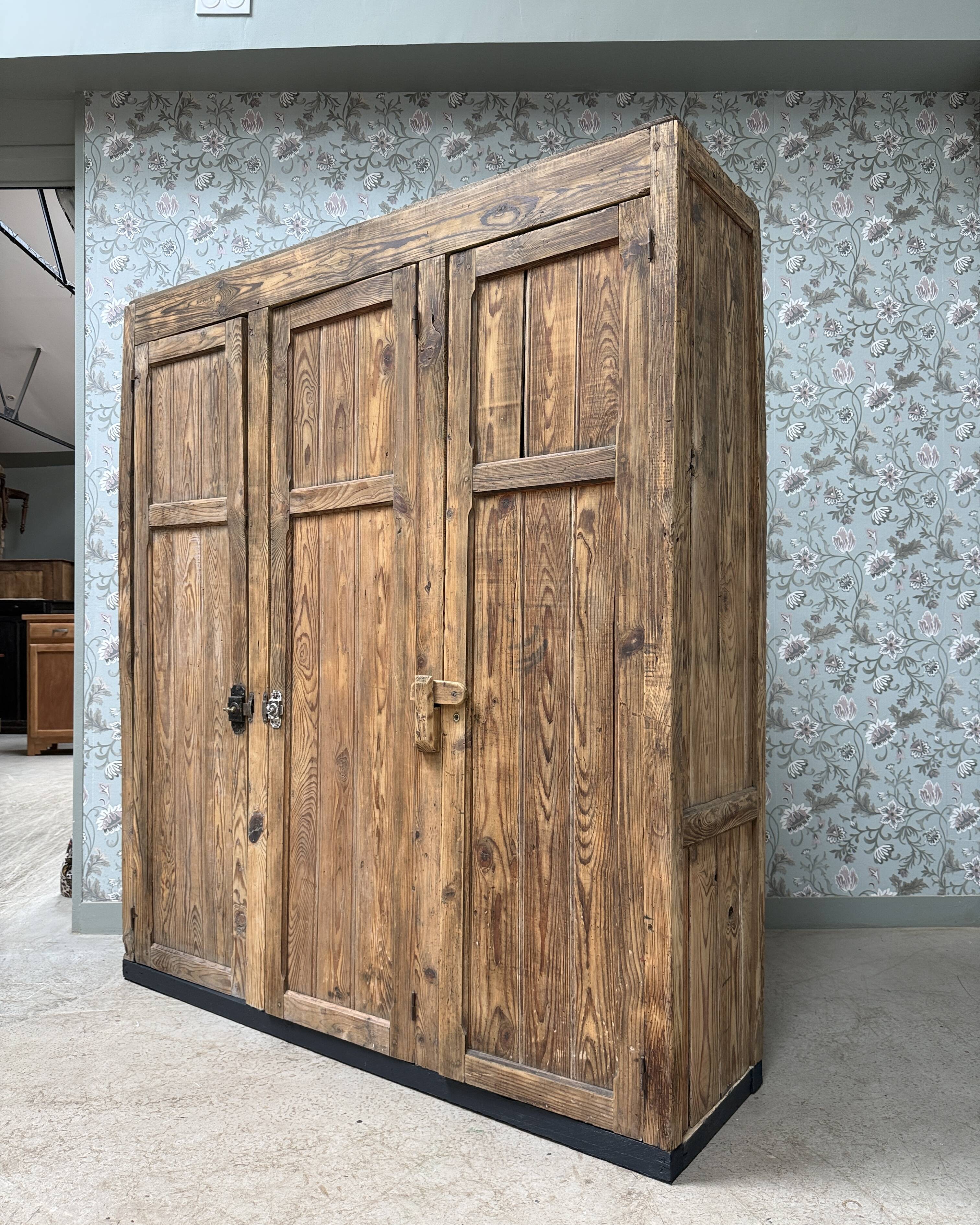 Large antique workshop cabinet made of solid wood (renovated)