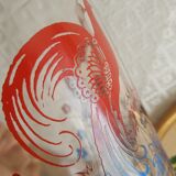 Pitcher and 6 vintage peacock liqueur glasses