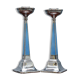 Pair of sterling silver and enamel candlesticks 1927 by Charles Green & Co.