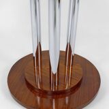 Modernist Art Deco pedestal table in walnut and chrome, France, Circa 1930