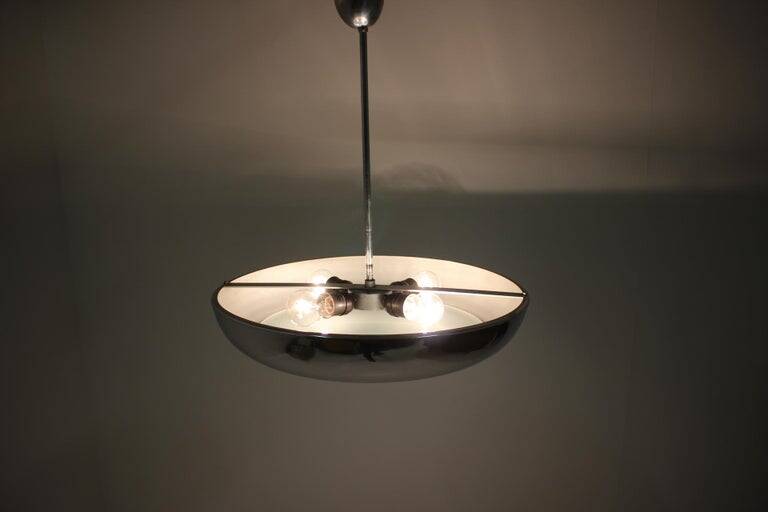 Functionalist Chrome Pendant UFO by Josef Hurka for Napako, 1930s
