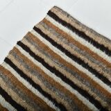 Striped Brown & Beige Vintage Kilim Rug, 133x170Cm
