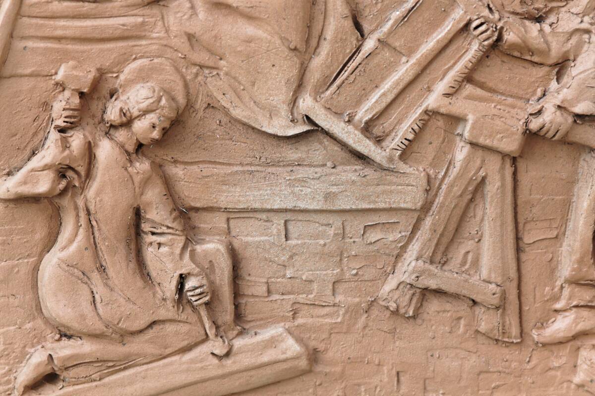 Terracotta bas relief, Holy Family