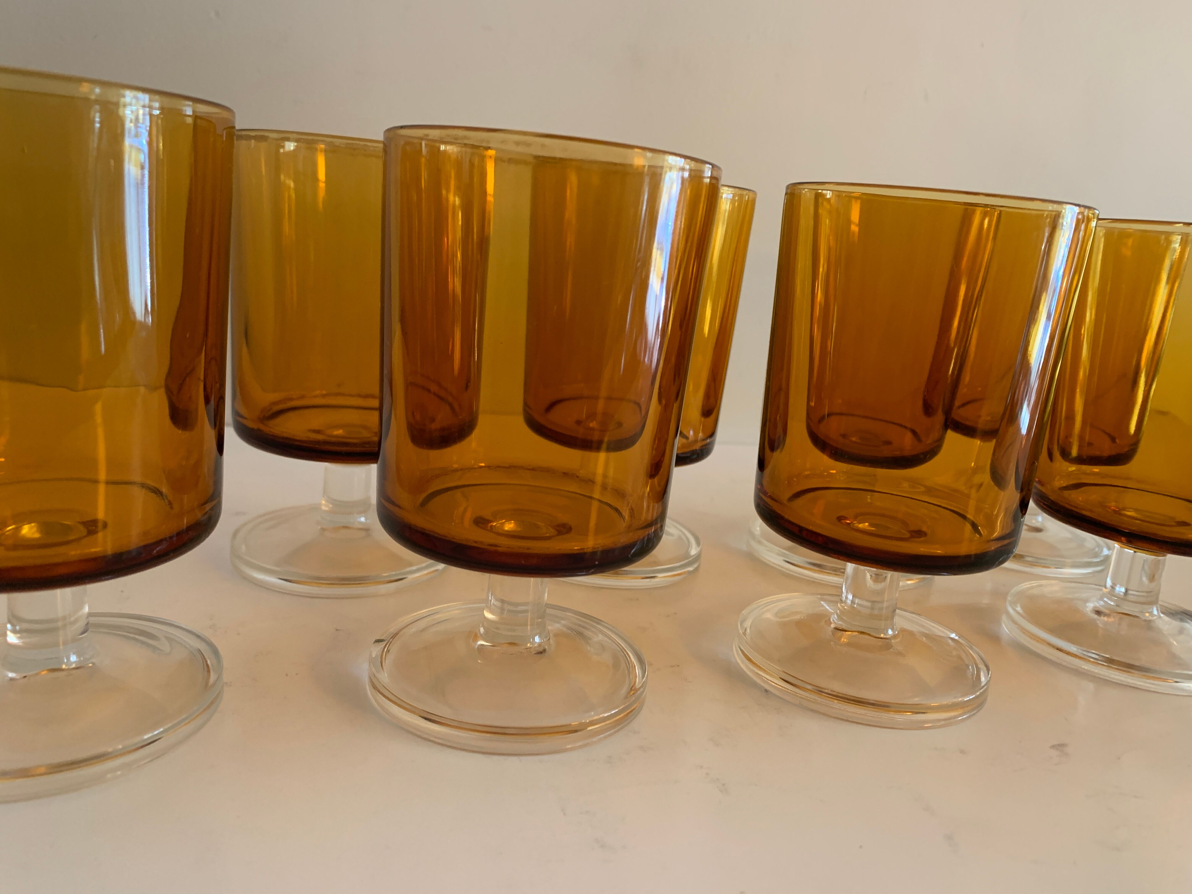 8 orange-yellow glasses Luminarc France