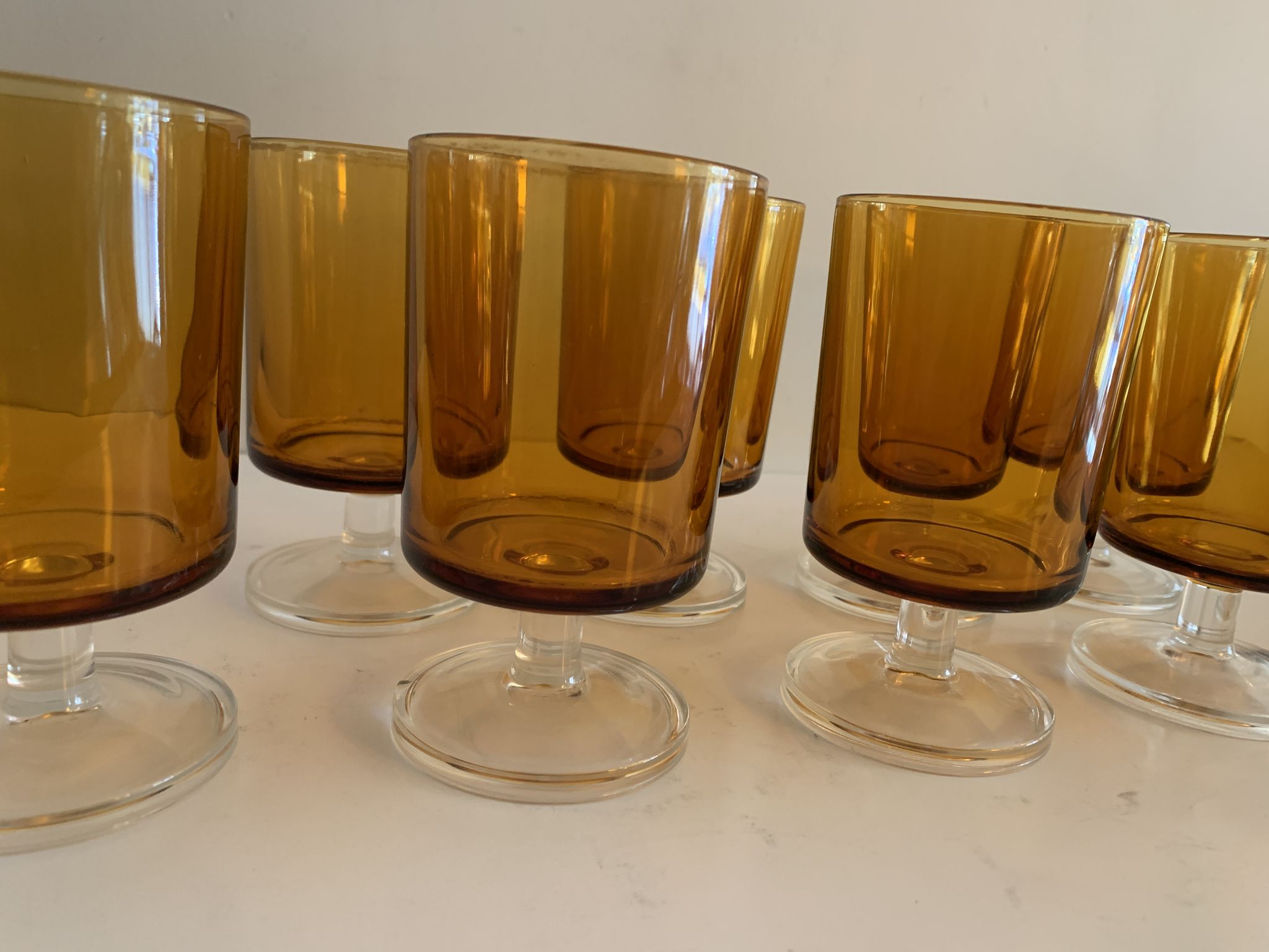 8 orange-yellow glasses Luminarc France