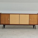 4-door sideboard in light beige and German wood from the 60s